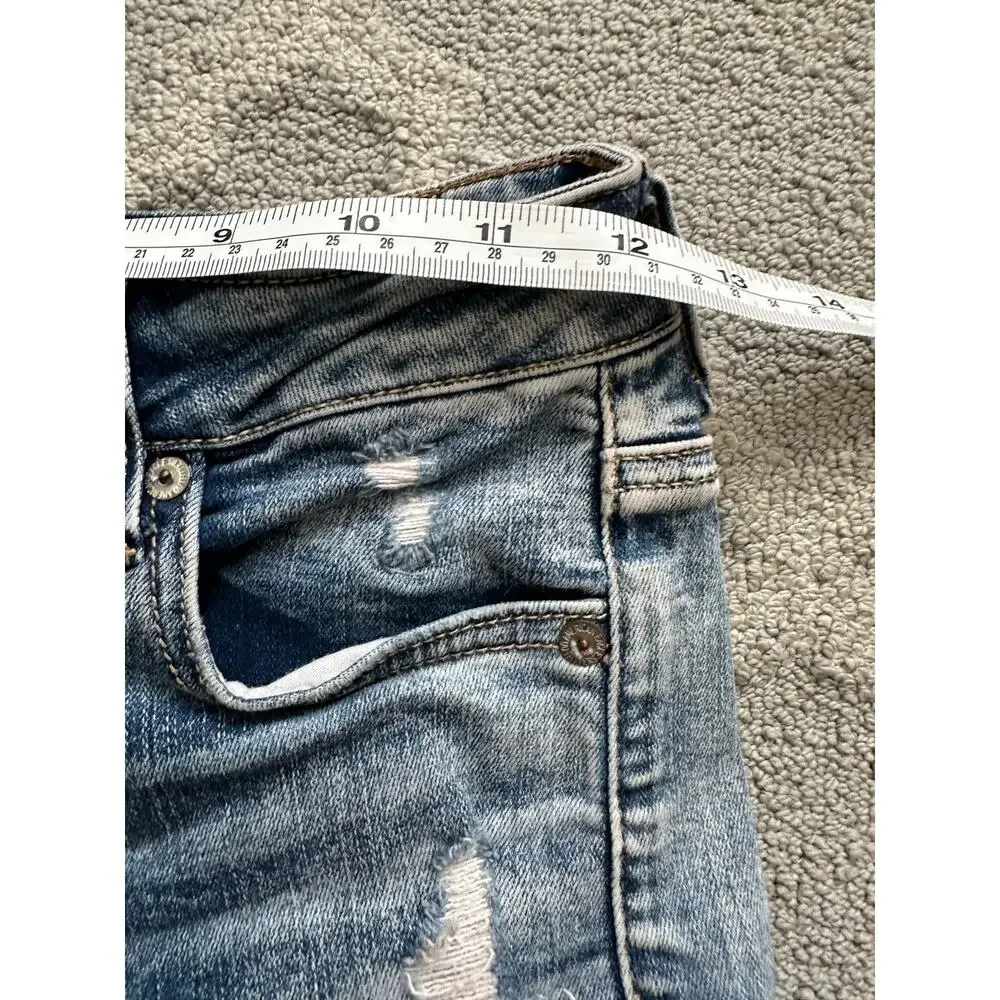 American Eagle‎ Hi-Rise Shortie Distressed Denim Shorts Size 25 Light Wash